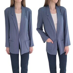 Vintage Lightweight Blue Slightly Oversize Single Button Blazer w/ Pockets small